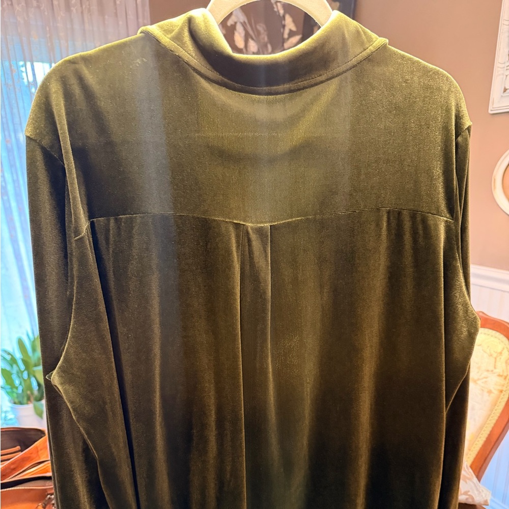 Velvet Army Green Long Sleeve Top - Picture 5 of 7